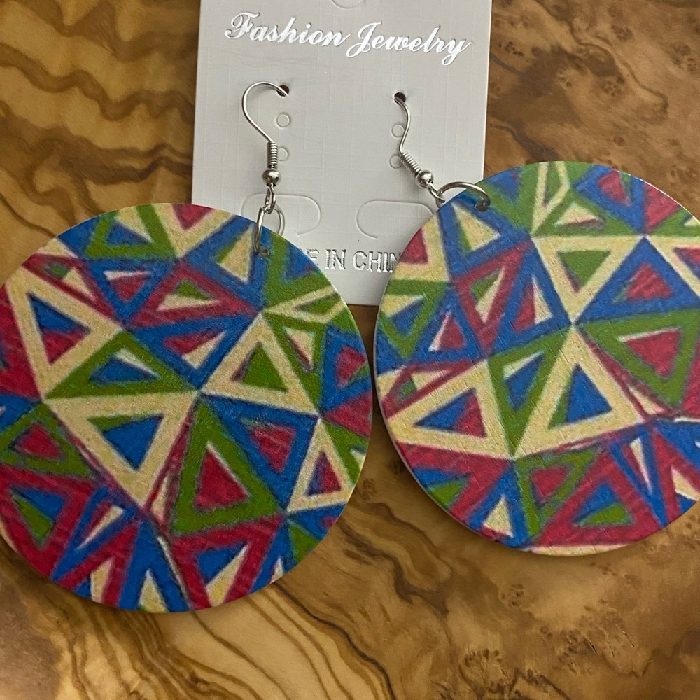 Colorful wooden earrings